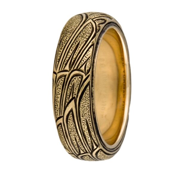 DAVID YURMAN 18K 750 YELLOW GOLD ENGRAVED BAND RING - Picture 6 of 9